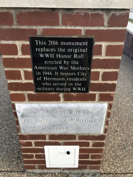 HERMANN HONOR ROLL WW II MEMORIAL PLAQUE A