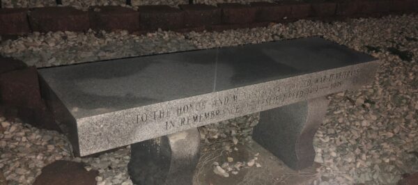 IN HONOR AND MEMORY OF ALL WORLD WAR II VETERANS MEMORIAL BENCH