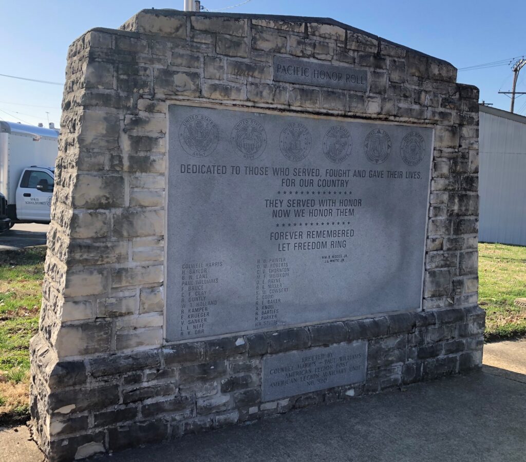 PACIFIC HONOR ROLL WAR MEMORIAL