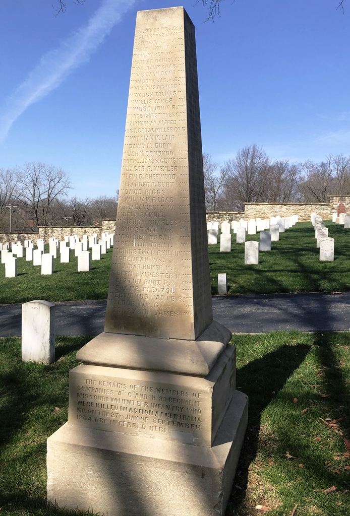 COMPANIES “A” – “C” AND “H” 39 REGIMENT MISSOURI VOLUNTEER INFANTRY MEMORIAL SIDE A