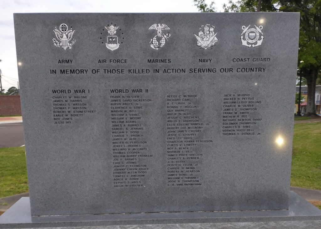 ATTALA COUNTY KILLED IN ACTION MEMORIAL FRONT