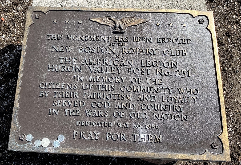 NEW BOSTON VETERANS MEMORIAL PLAQUE