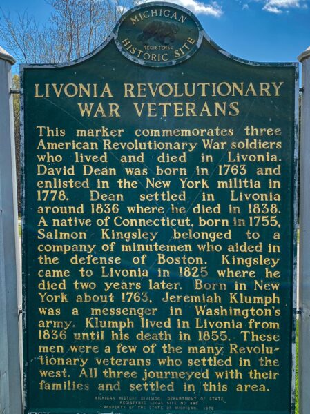 LIVONIA REVOLUTIONARY WAR VETERANS MEMORIAL MARKER