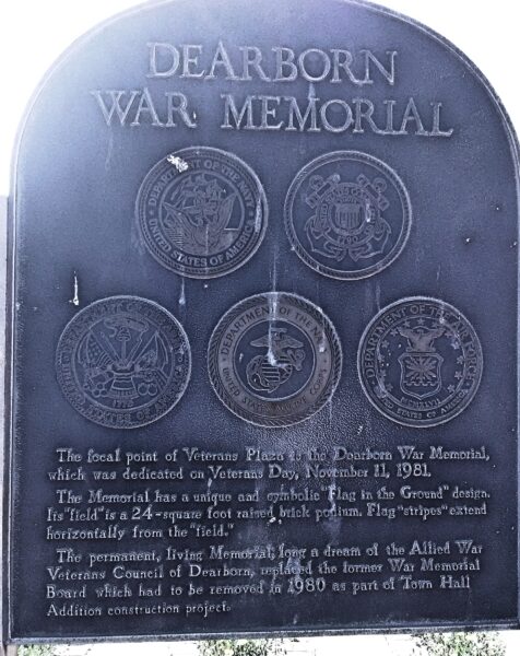DEARBORN WAR MEMORIAL PLAQUE