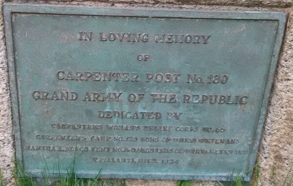 CARPENTER’S CAMP GRAND ARMY OF THE REPUBLIC MEMORIAL PLAQUE