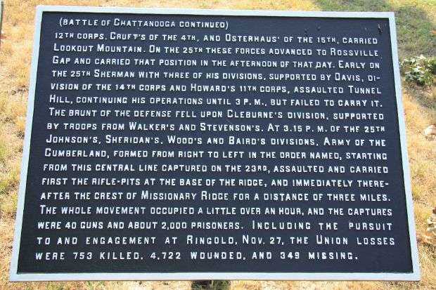 BATTLE OF CHATTANOOGA MEMORIAL PLAQUE II