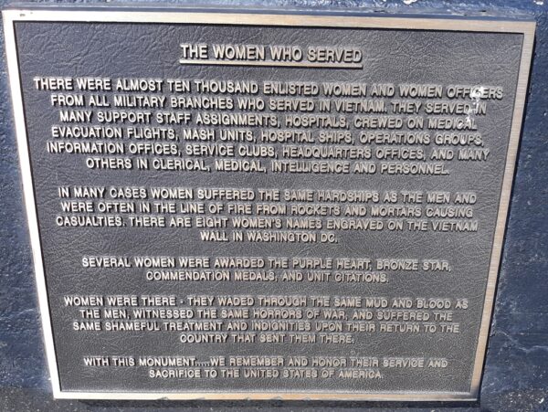 THE WOMEN WHO SERVED WAR MEMORIAL PLAQUE