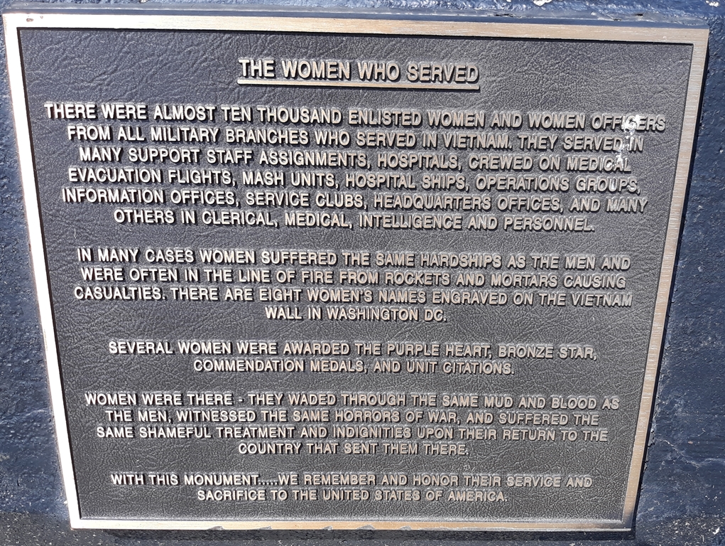 THE WOMEN WHO SERVED WAR MEMORIAL PLAQUE