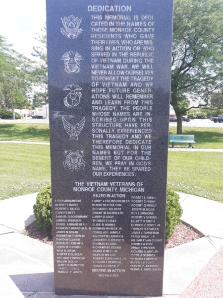 MONROE COUNTY VIETNAM WAR VETERANS MEMORIAL CENTER STONE FRONT