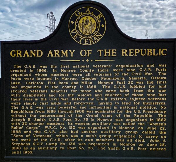 GRAND ARMY OF THE REPUBLIC WAR MEMORIAL MARKER
