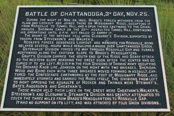 BATTLE OF CHATTANOOGA 3D DAY, NOV 25 MEMORIAL PLAQUE