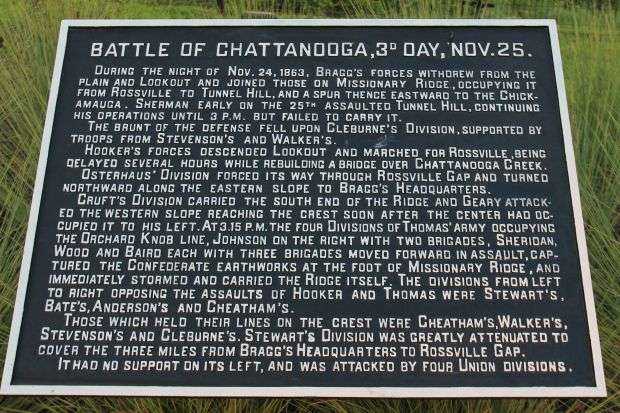 BATTLE OF CHATTANOOGA 3D DAY, NOV 25 MEMORIAL PLAQUE
