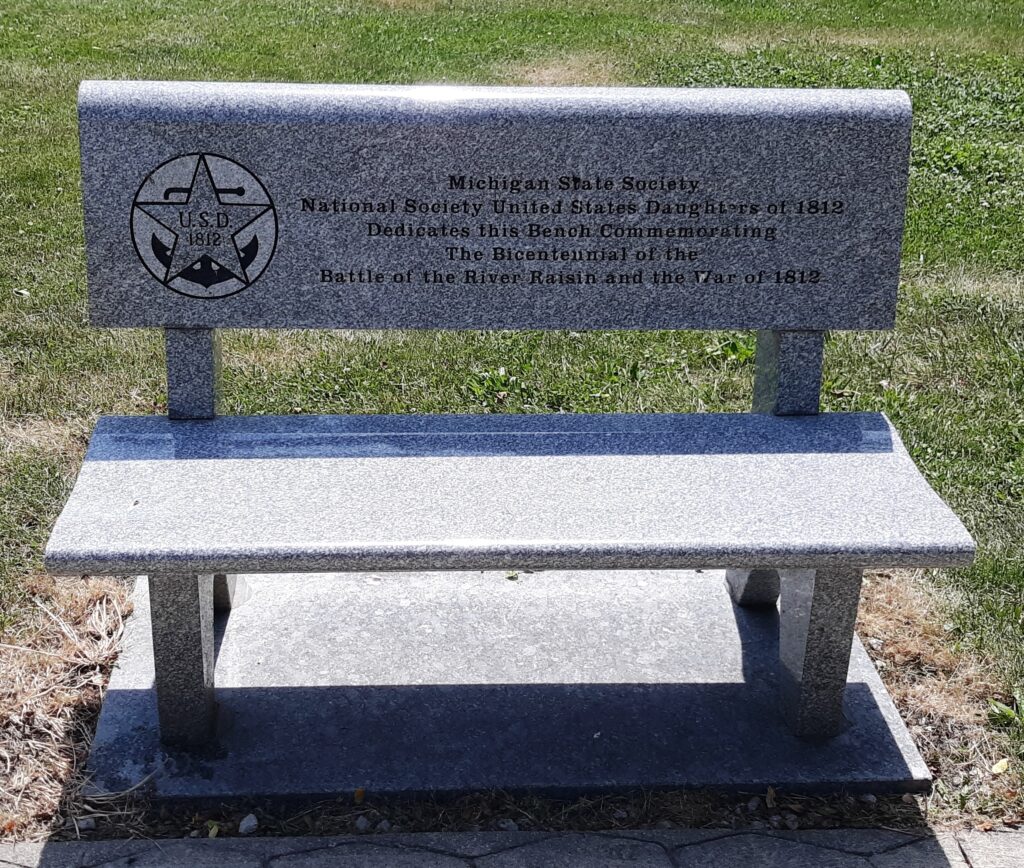 BICENTENNIAL OF THE BATTLE OF THE RIVER RAISIN AND WAR OF 1812 MEMORIAL BENCH