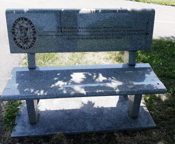 HEROIC DEEDS AT THE BATTLE OF THE RIVER RAISIN WAR MEMORIAL BENCH