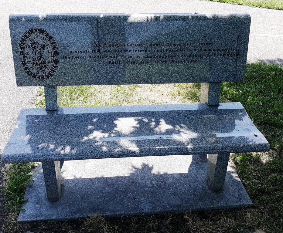 HEROIC DEEDS AT THE BATTLE OF THE RIVER RAISIN WAR MEMORIAL BENCH