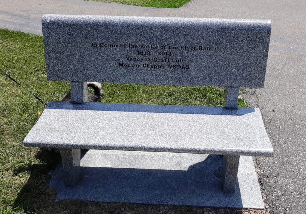 IN HONOR OF THE BATTLE OF THE RIVER RAISIN WAR MEMORIAL BENCH