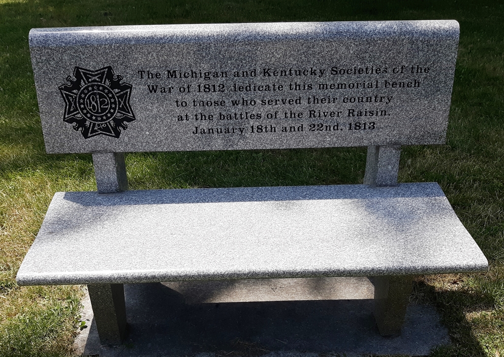 BATTLES OF THE RIVER RAISIN WAR MEMORIAL BENCH