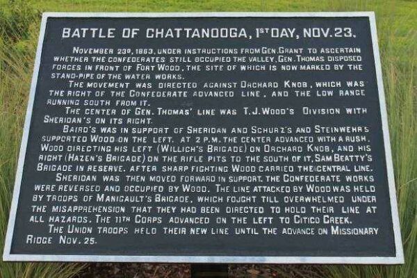BATTLE OF CHATTANOOGA, 1ST DAY NOV. 23 MEMORIAL PLAQUE