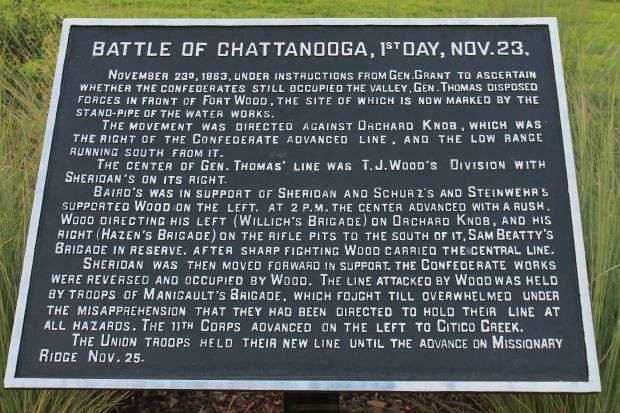 BATTLE OF CHATTANOOGA, 1ST DAY NOV. 23 MEMORIAL PLAQUE