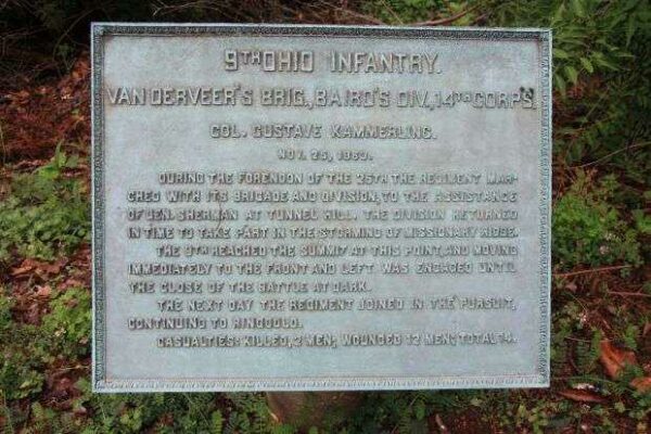 9TH OHIO INFANTRY MEMORIAL PLAQUE