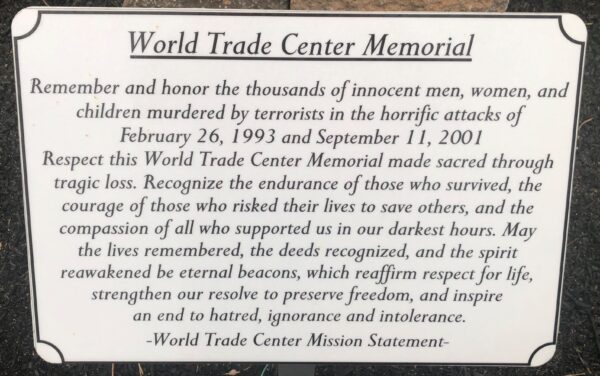 HAMMONTON WORLD TRADE CENTER MEMORIAL PLAQUE A