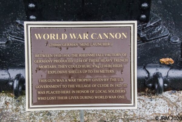 WORLD WAR CANNON MEMORIAL PLAQUE