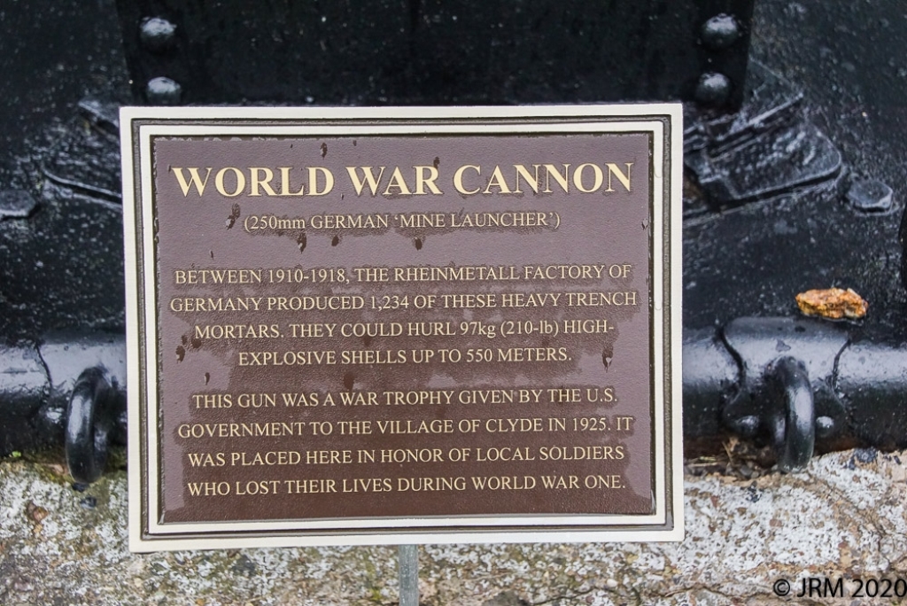 WORLD WAR CANNON MEMORIAL PLAQUE