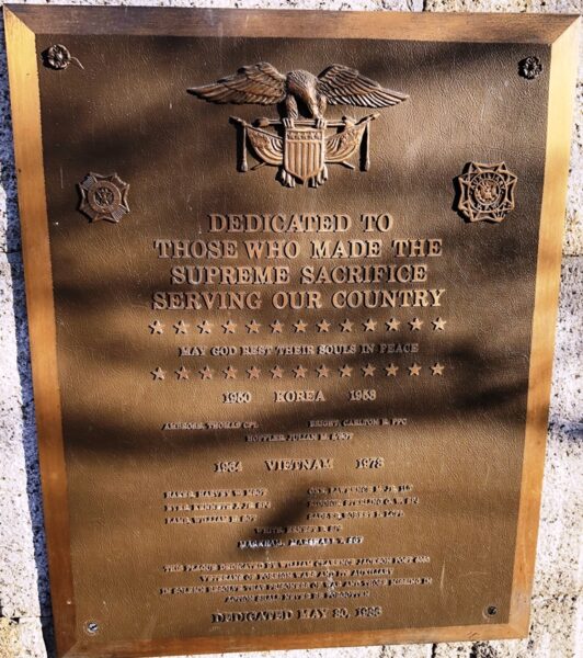 ELIZABETH CITY KOREAN WAR AND VIETNAM WAR MEMORIAL PLAQUE