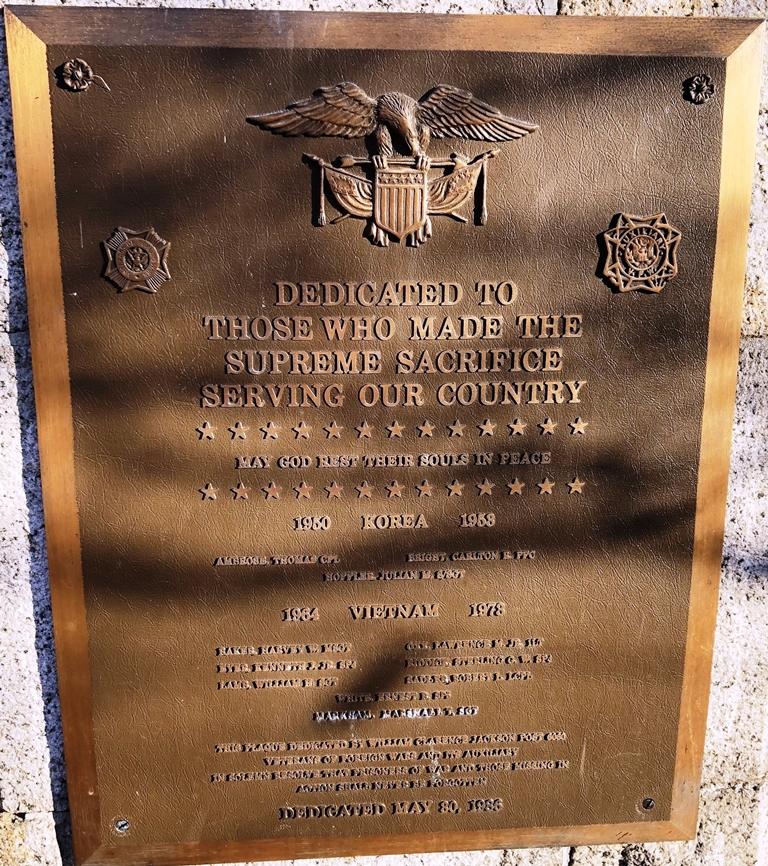 ELIZABETH CITY KOREAN WAR AND VIETNAM WAR MEMORIAL PLAQUE