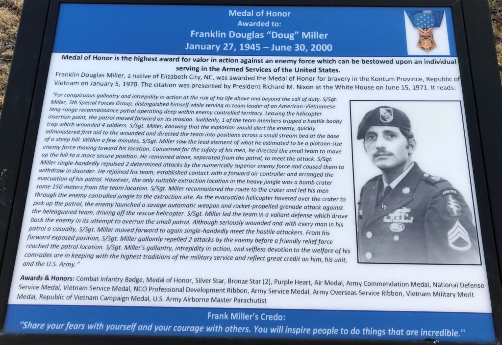FRANKLIN DOUGLAS “DOUG” MILLER MEDAL OF HONOR WAR MEMORIAL PLAQUE