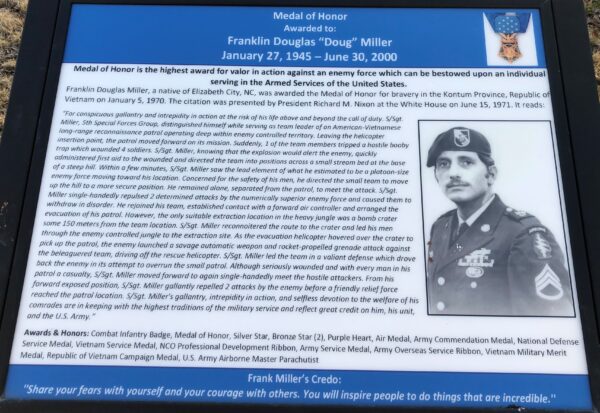 FRANKLIN DOUGLAS “DOUG” MILLER MEDAL OF HONOR WAR MEMORIAL PLAQUE