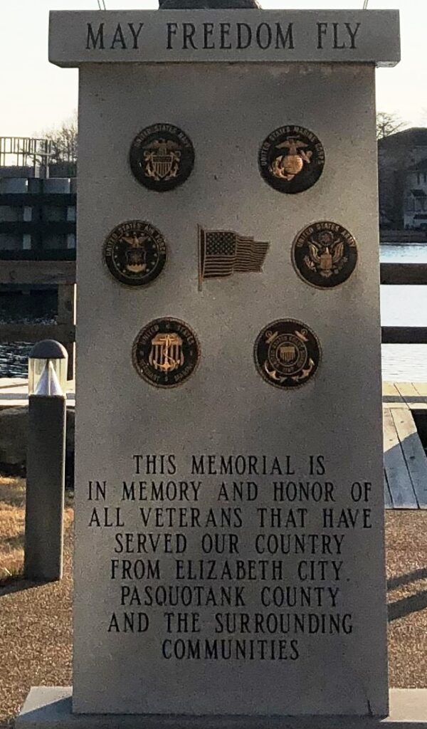 ELIZABETH CITY, PASQUOTANK COUNTY AND SURROUNDING COMMUNITIES VETERANS MEMORIAL STONE