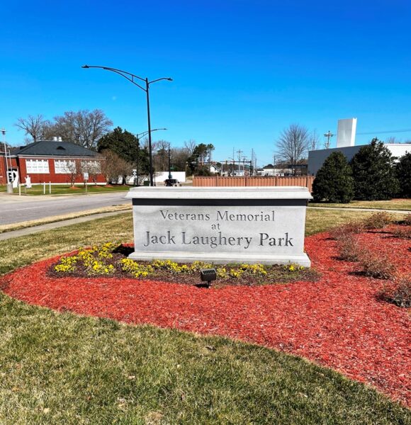 VETERANS MEMORIAL AT JACK LAUGHERY PARK ENTRANCE STONE