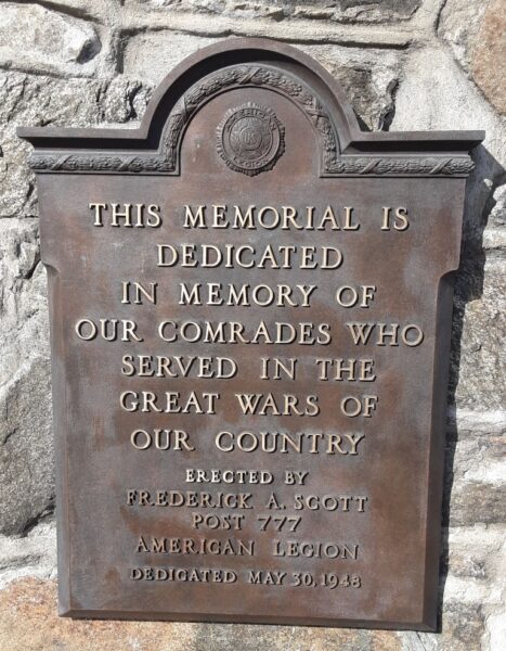 AMERICAN LEGION POST 777 WAR VETERANS MEMORIAL PLAQUE