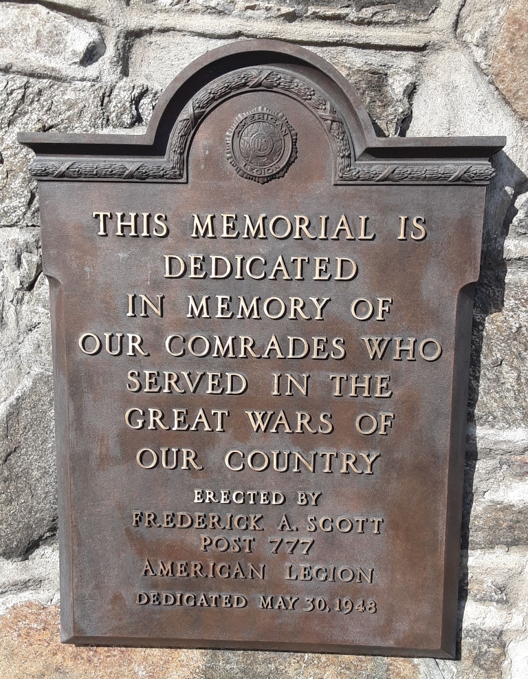 AMERICAN LEGION POST 777 WAR VETERANS MEMORIAL PLAQUE