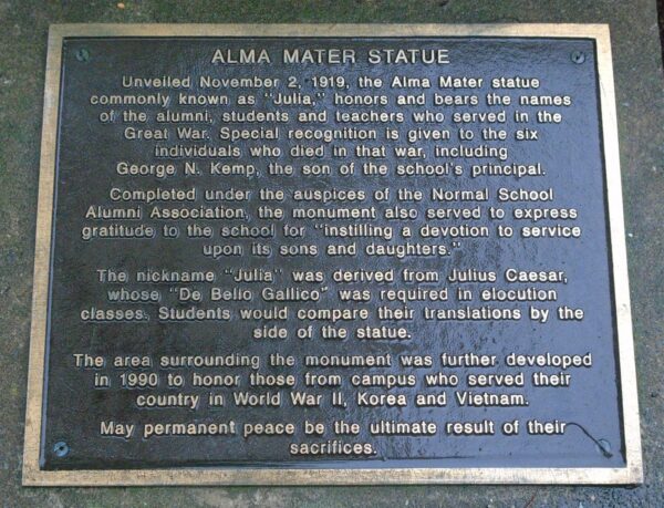 ALMA MATER STATUE MEMORIAL PLAQUE A