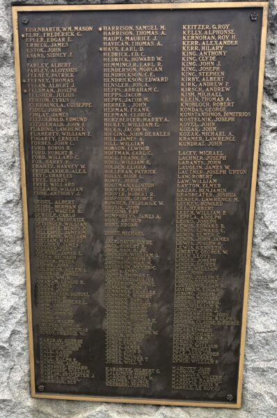 HOMESTEAD DISTRICT WORLD WAR MEMORIAL PLAQUE B