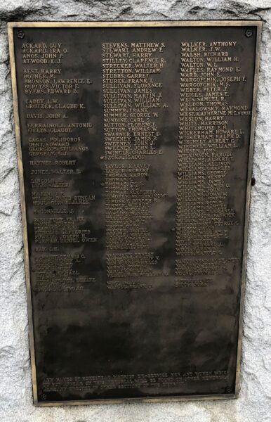 HOMESTEAD DISTRICT WORLD WAR MEMORIAL PLAQUE D