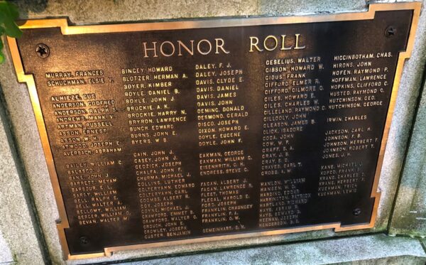 BOROUGH OF MUNHALL GREAT WORLD WAR MEMORIAL PLAQUE B