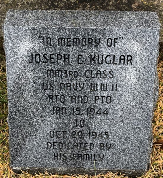 JOSEPH E. KUGLAR WAR MEMORIAL TABLET