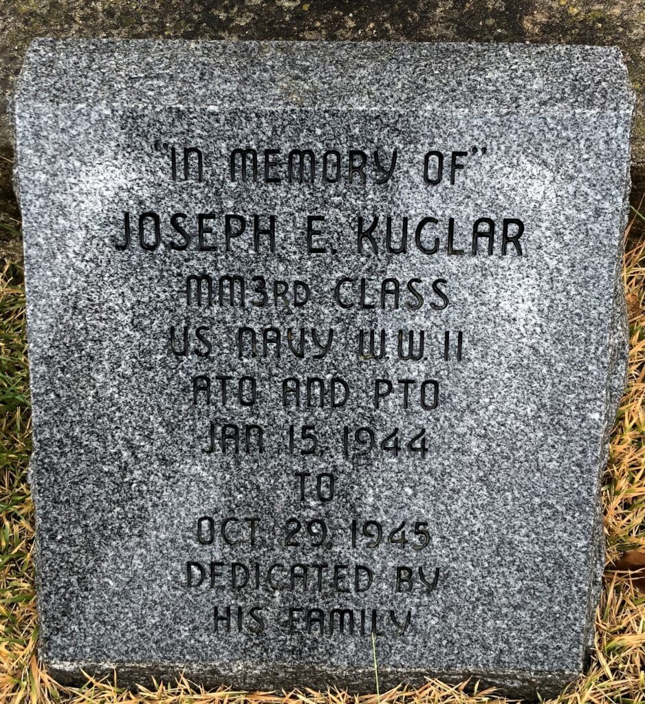 JOSEPH E. KUGLAR WAR MEMORIAL TABLET