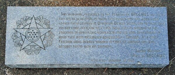 BACCHUS OPERATION DESERT STORM MEMORIAL TABLET
