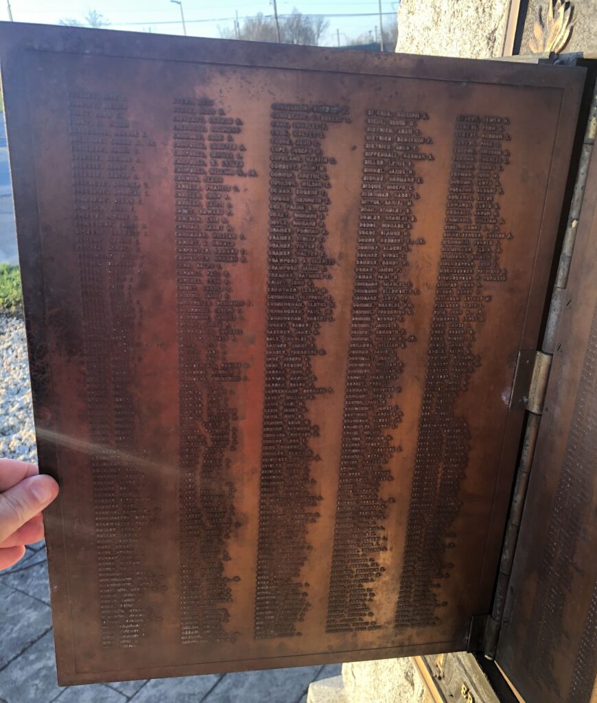 ARMSTRONG CORK COMPANY ROLL OF HONOR WORLD WAR II MEMORIAL BACK OF DOOR