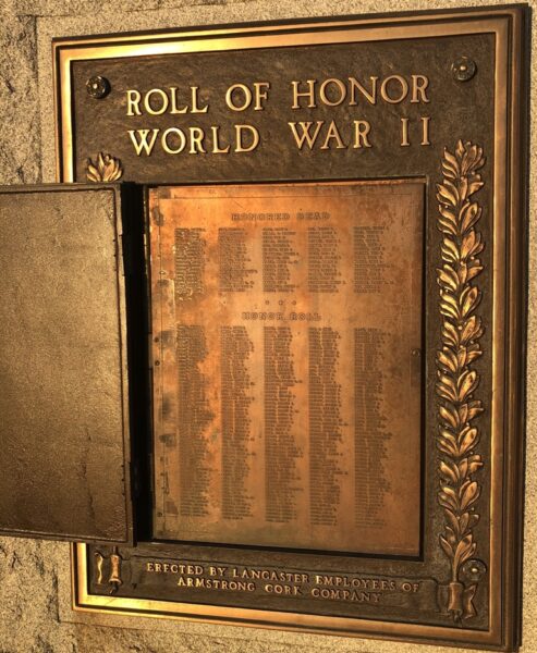 ARMSTRONG CORK COMPANY ROLL OF HONOR WORLD WAR II MEMORIAL DOOR OPEN