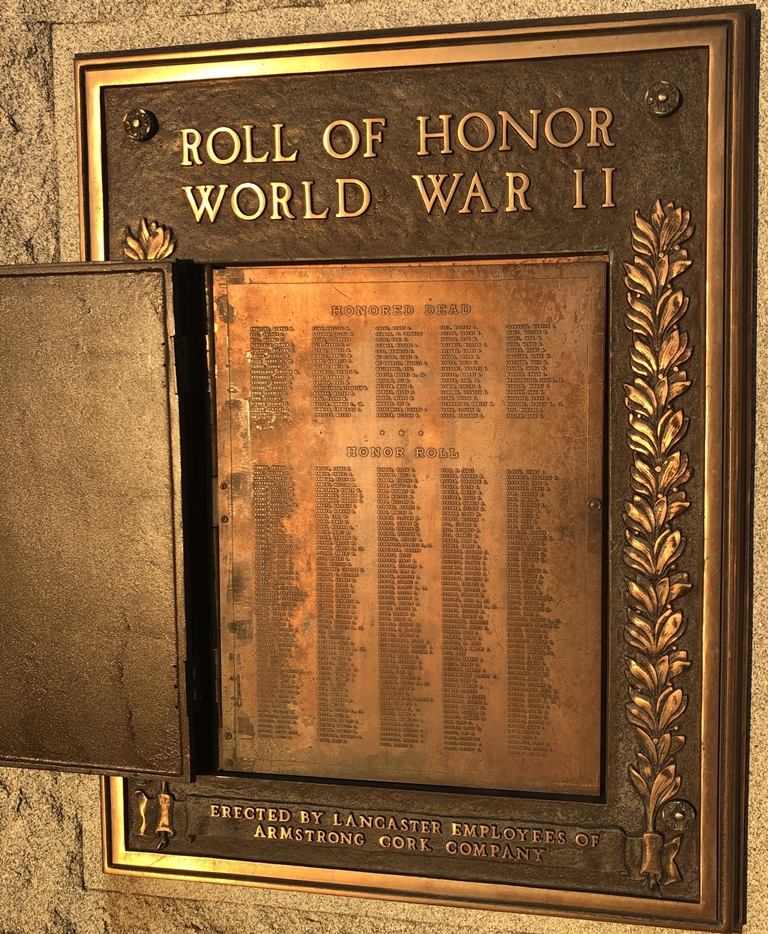 ARMSTRONG CORK COMPANY ROLL OF HONOR WORLD WAR II MEMORIAL DOOR OPEN