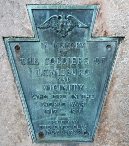 LEWISBURG AND VICINITY WORLD WAR MEMORIAL PLAQUE