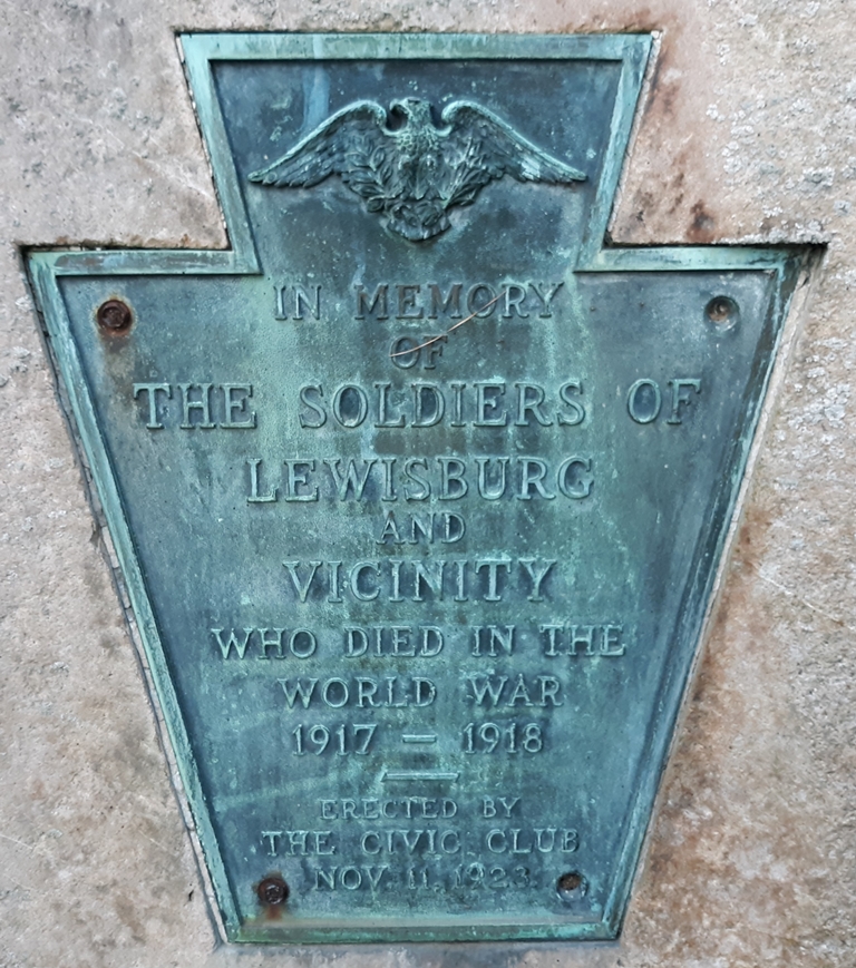 LEWISBURG AND VICINITY WORLD WAR MEMORIAL PLAQUE
