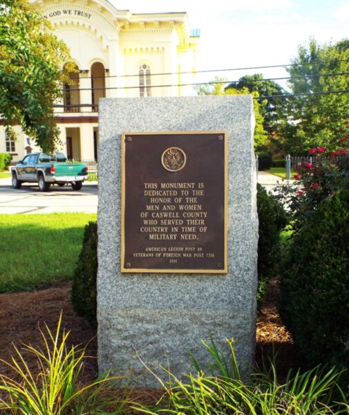 CASWELL COUNTY IN TIME OF MILITARY NEED MEMORIAL