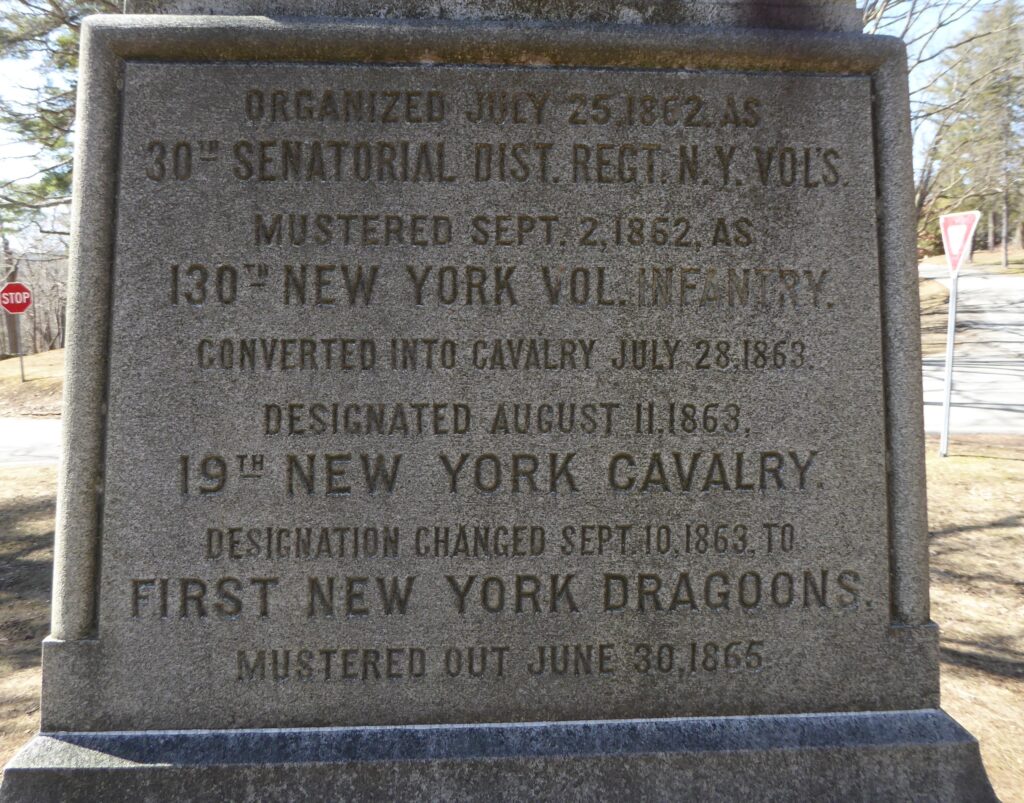 FIRST NEW YORK DRAGOONS VOLUNTEERS 1862-1865 MEMORIAL SIDE D