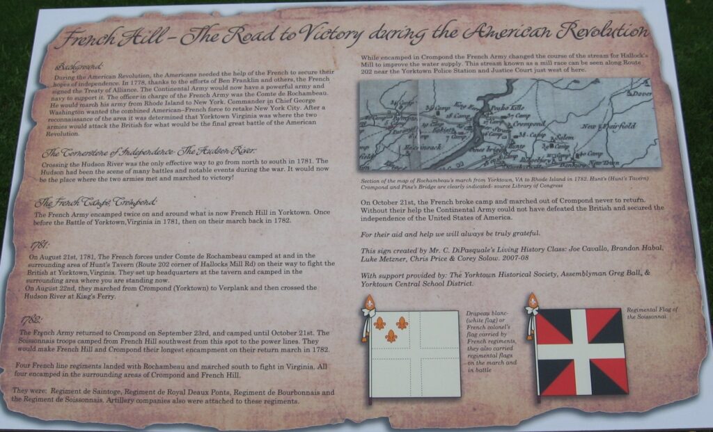 FRENCH HILL-THE ROAD TO VICTORY DURING THE AMERICAN REVOLUTION MEMORIAL PANEL